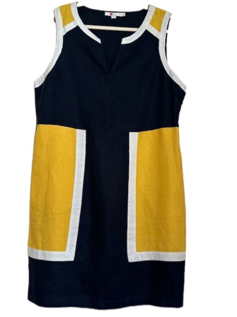 Boden Anita Color Block Linen Dress - Picture 2 of 8